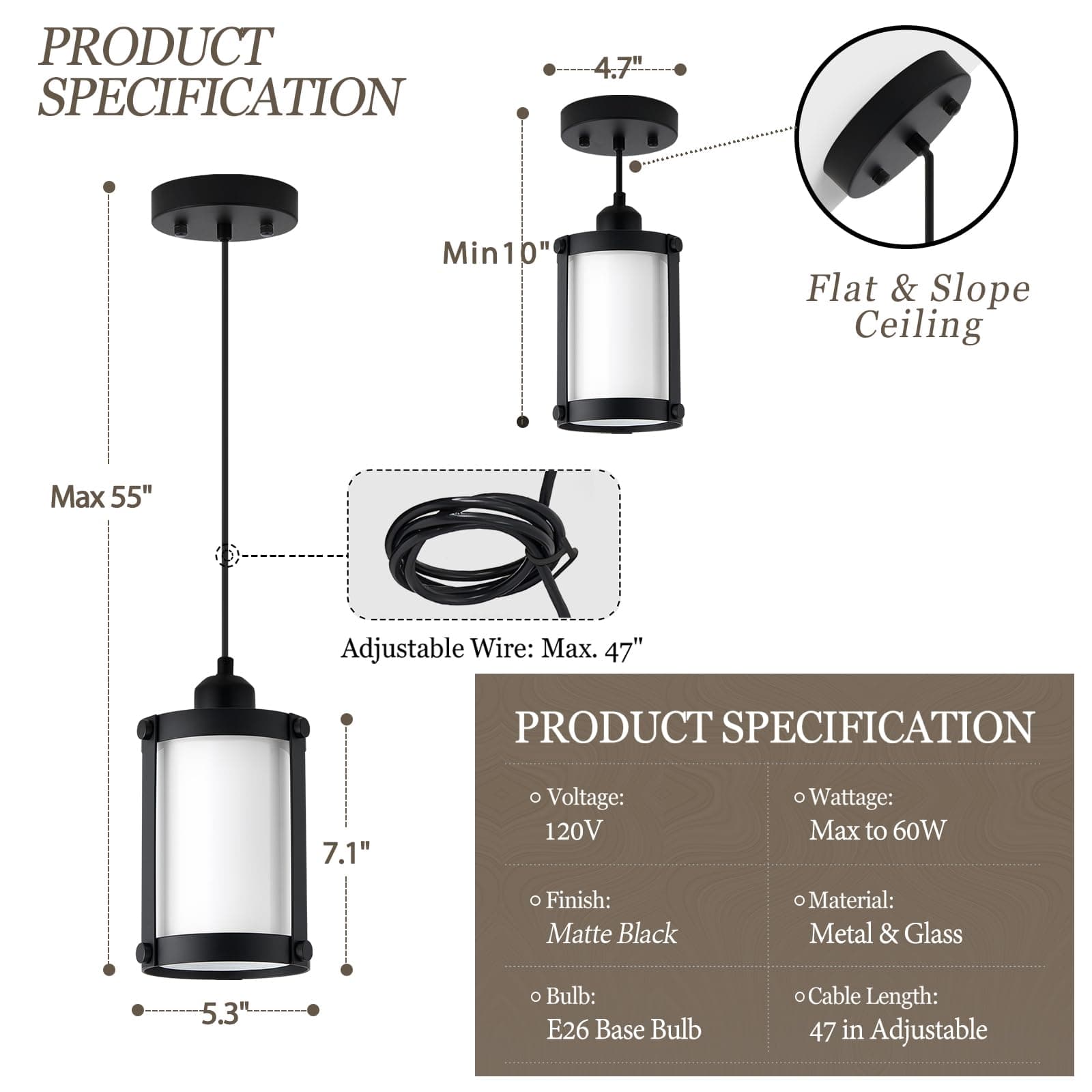 Osimir Black Pendant Lights Kitchen Island, 1-Light Modern Mini Hanging Light Fi - Thumbnail 3