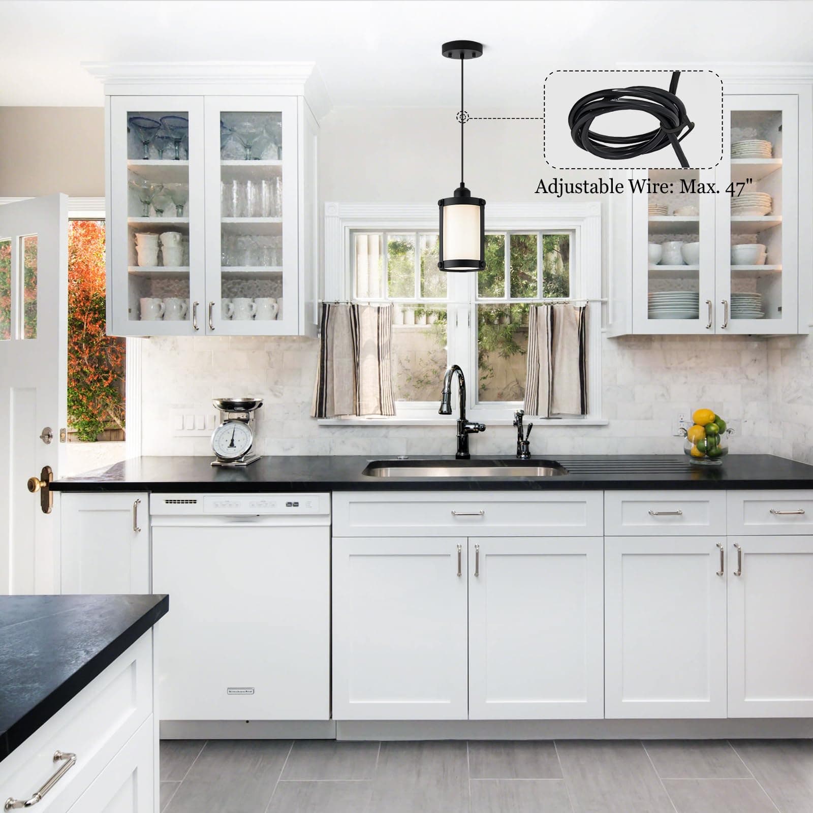 Osimir Black Pendant Lights Kitchen Island, 1-Light Modern Mini Hanging Light Fi - Thumbnail 4