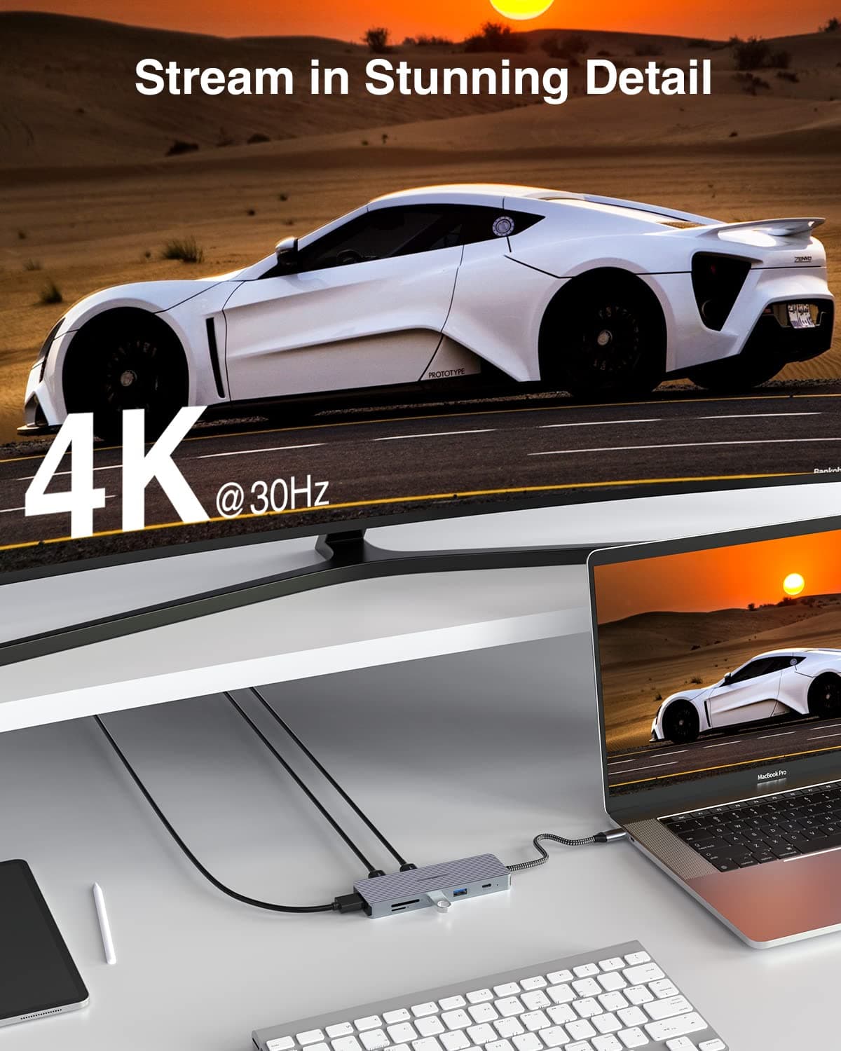 TOTU 9-in-1 USB C Hub Docking Station 4K HDMI 3 USB 3.0 SD/TF Reader Power - Thumbnail 4