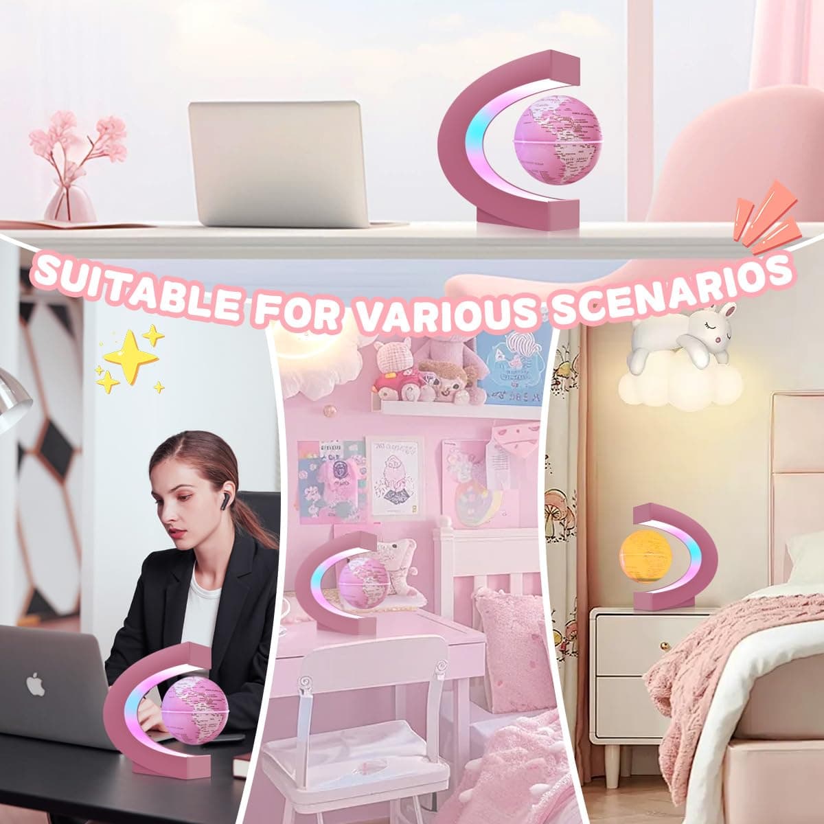 Poojaed Magnetic Levitating Floating Globe Lamp with 7 Colors, Cool Tech Gadgets - Thumbnail 5