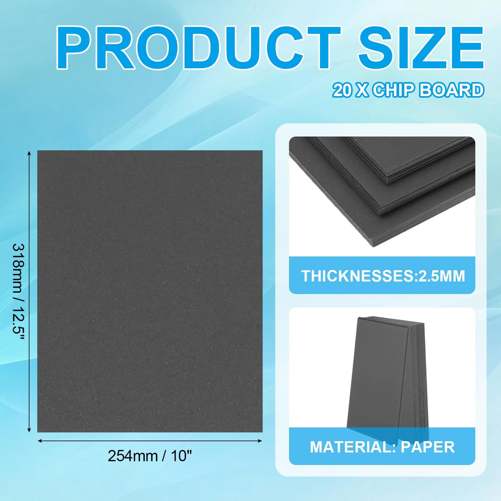PATIKIL 12.5x10x0.1" Chipboard Sheets, 20Pcs 105PT Thick Book Board Binders Boar - Thumbnail 2