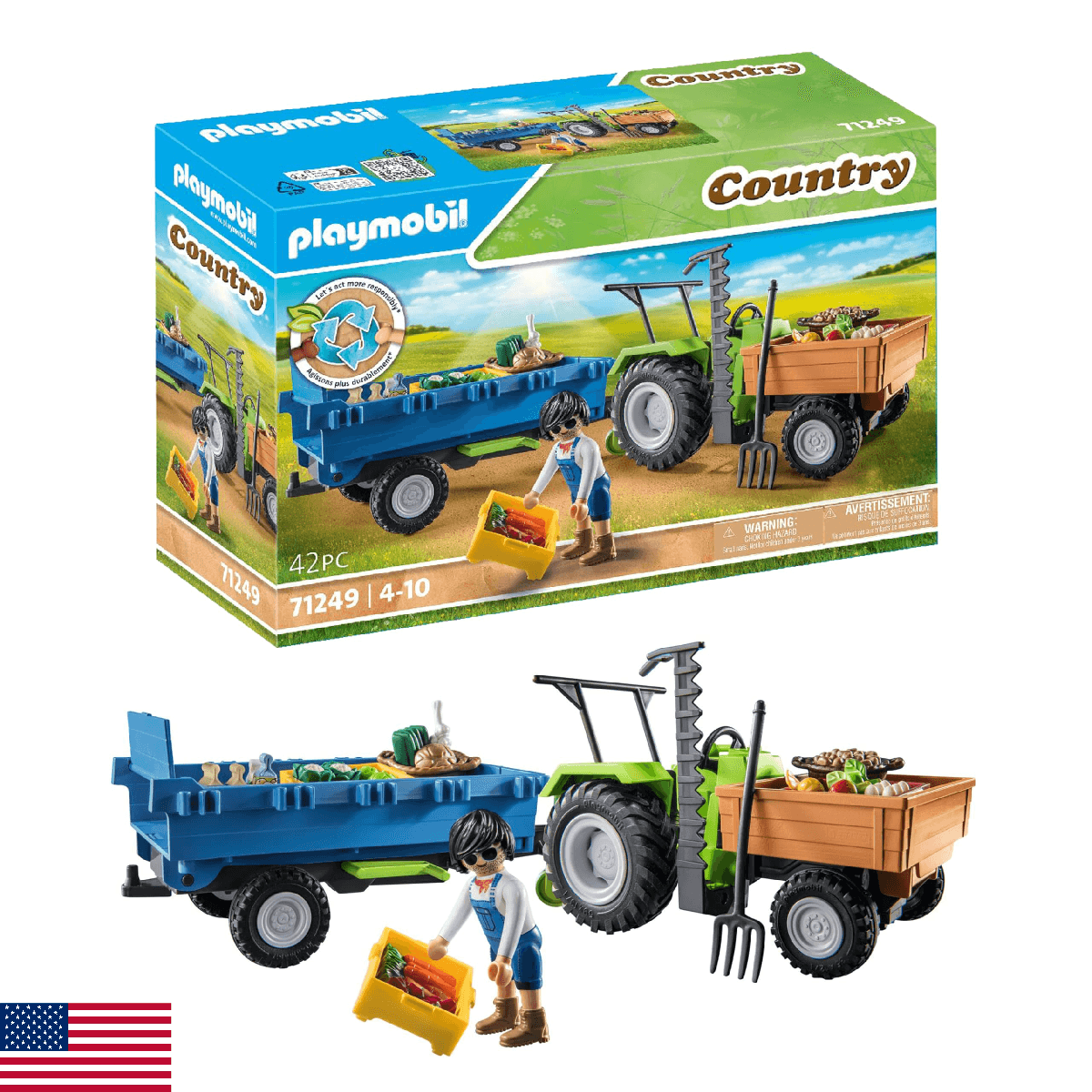 Playmobil Harvester Tractor with Trailer - Image 1