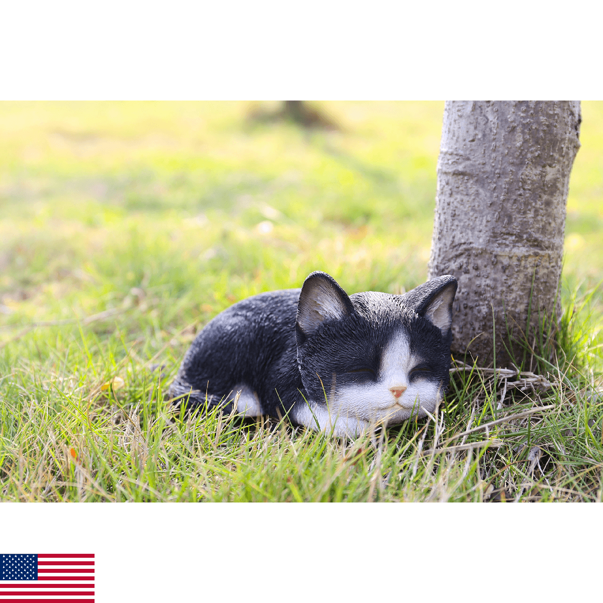 Hi- Line Gift 87699-B Kitten Sleeping Black & White Cat Statue - Image 1