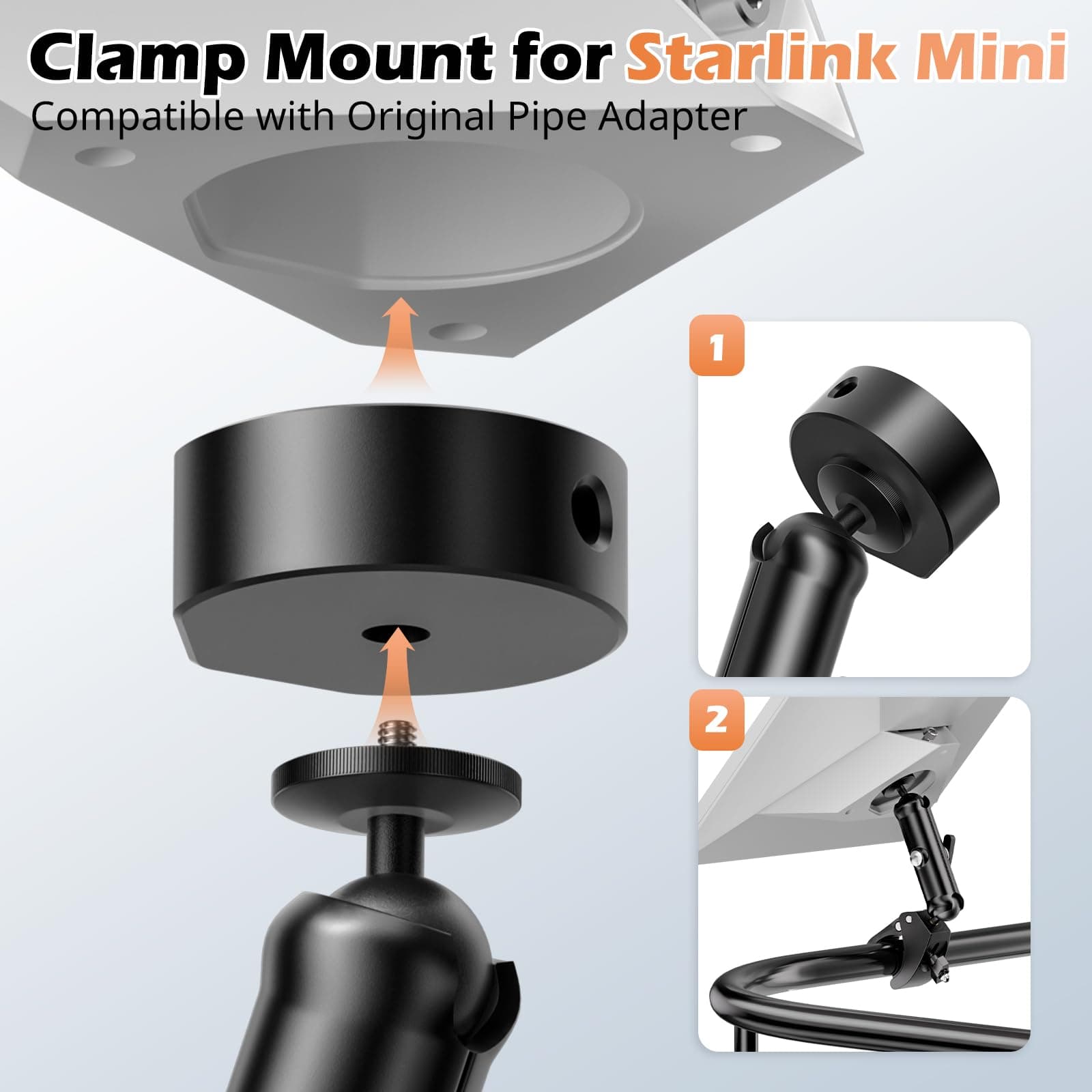 UBeesize Starlink Mini Mount, Adjustable Roof Rack RV Pole Mount Kit for Starlin - Thumbnail 2