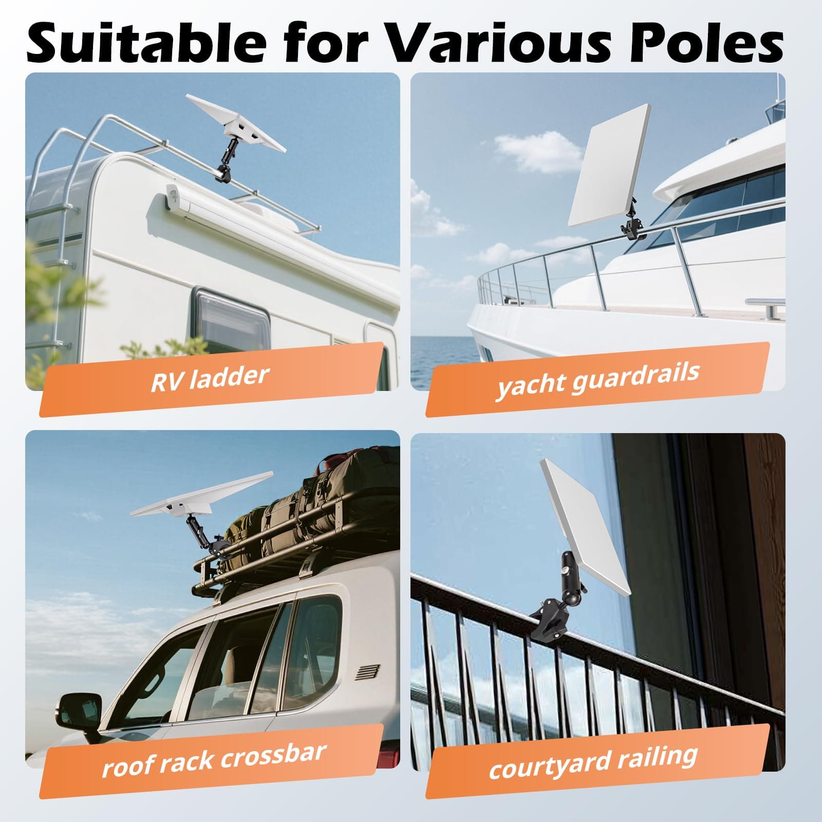 UBeesize Starlink Mini Mount, Adjustable Roof Rack RV Pole Mount Kit for Starlin - Thumbnail 5