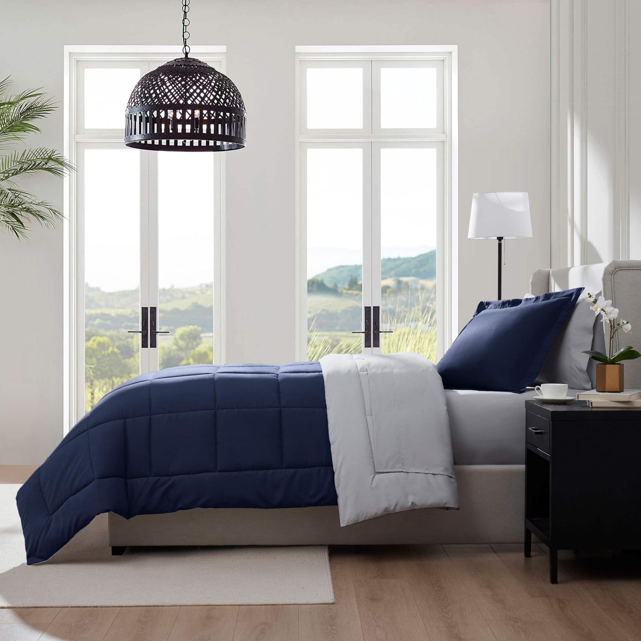 Nestl 5 Piece Twin XL Comforter Set – Navy Reversible Bed in a Bag – Complete Tw - Thumbnail 9