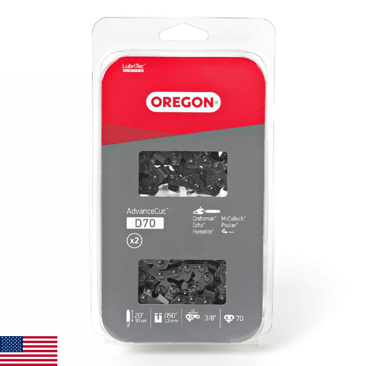 Oregon D70T AdvanceCut Chainsaw Chain for 20-Inch Bar; Fits Echo CS600P, CS-680, - Image 1