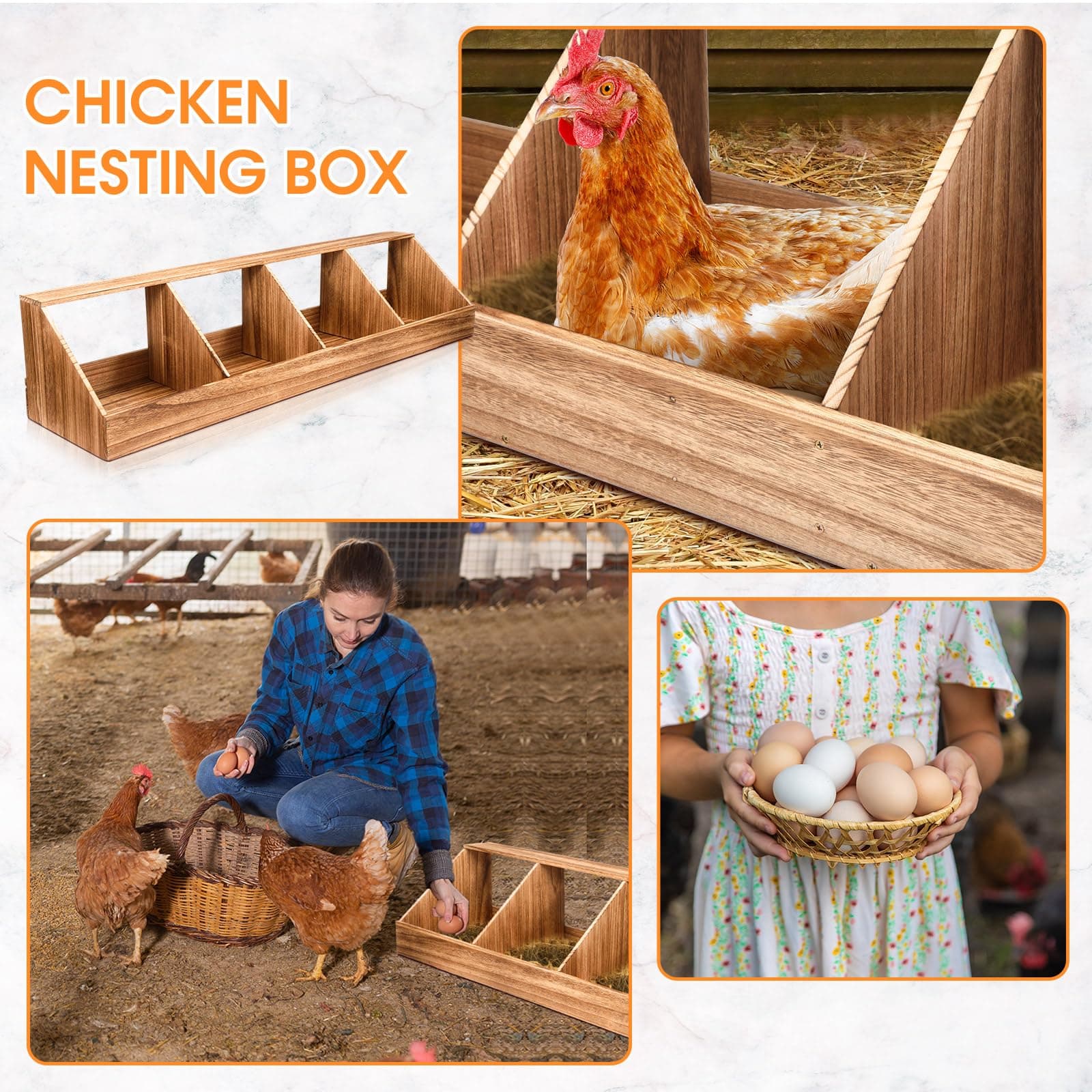CroBlissful Chicken Nesting Boxes, Chicken Laying Boxes Coop Accessories Roostin - Thumbnail 7