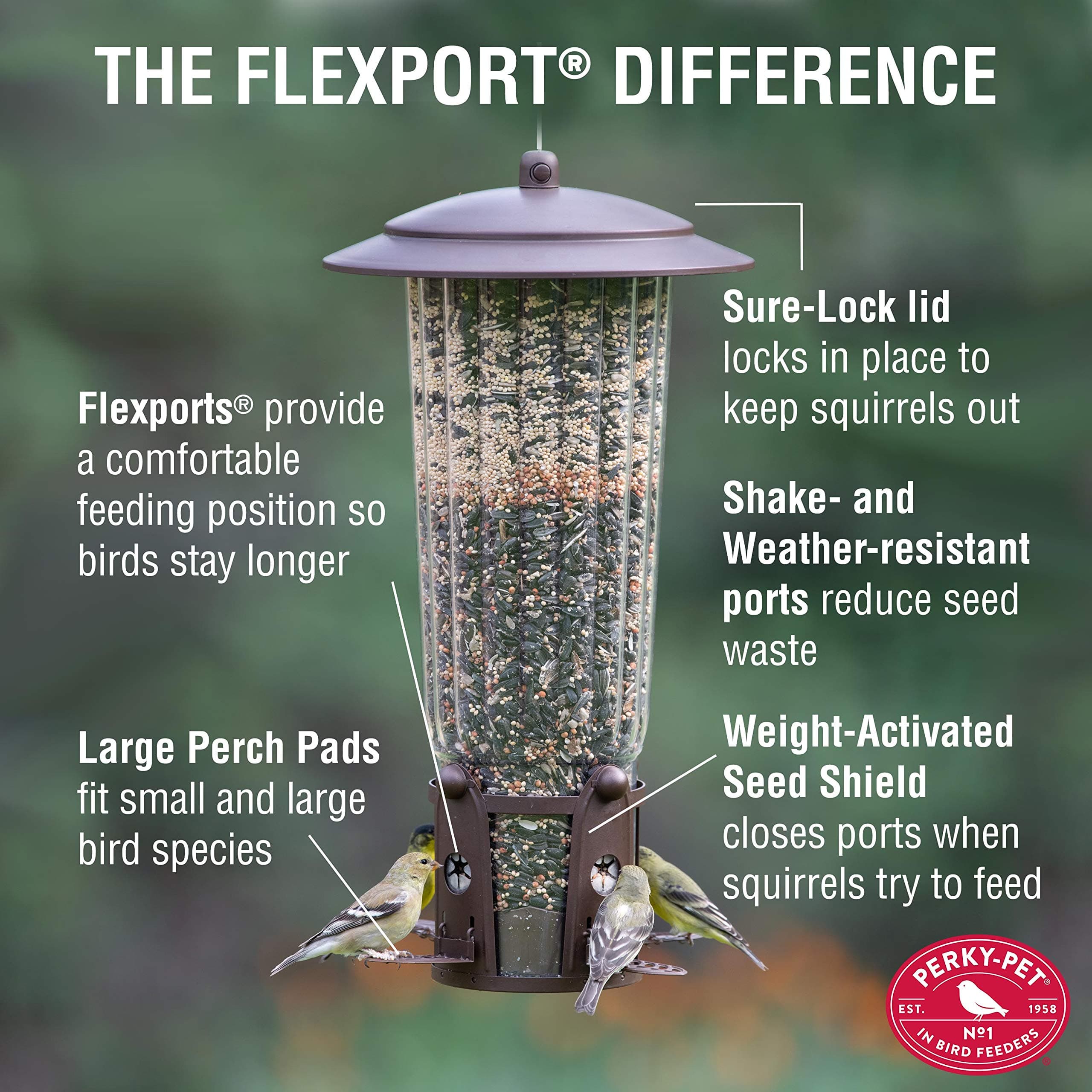 Perky-Pet 334-1SR Squirrel-Be-Gone Max Bird Feeder w/ Flexports, Squirrel Proof - Thumbnail 4