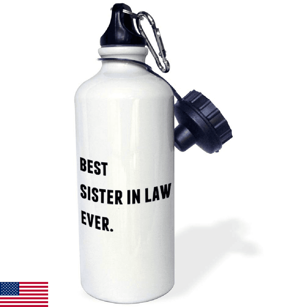 3dRose Best Sister In Law Ever, Black Letters On A White Background Sports Water - Image 1