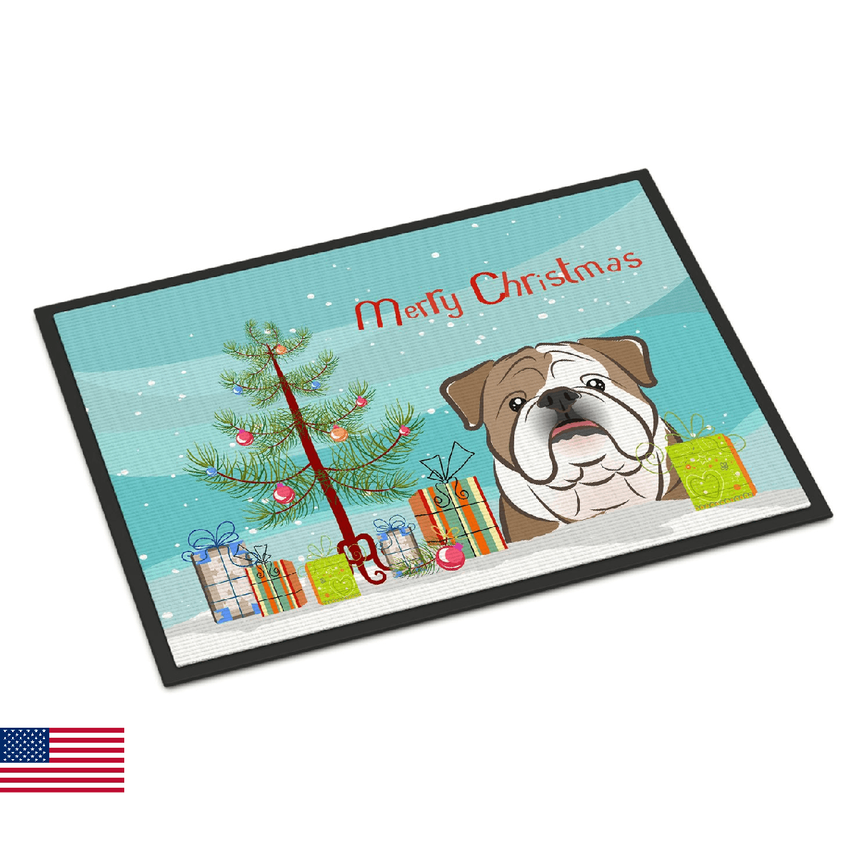 Caroline's Treasures BB1591MAT Christmas Tree and English Bulldog Doormat 18x27 - Image 1
