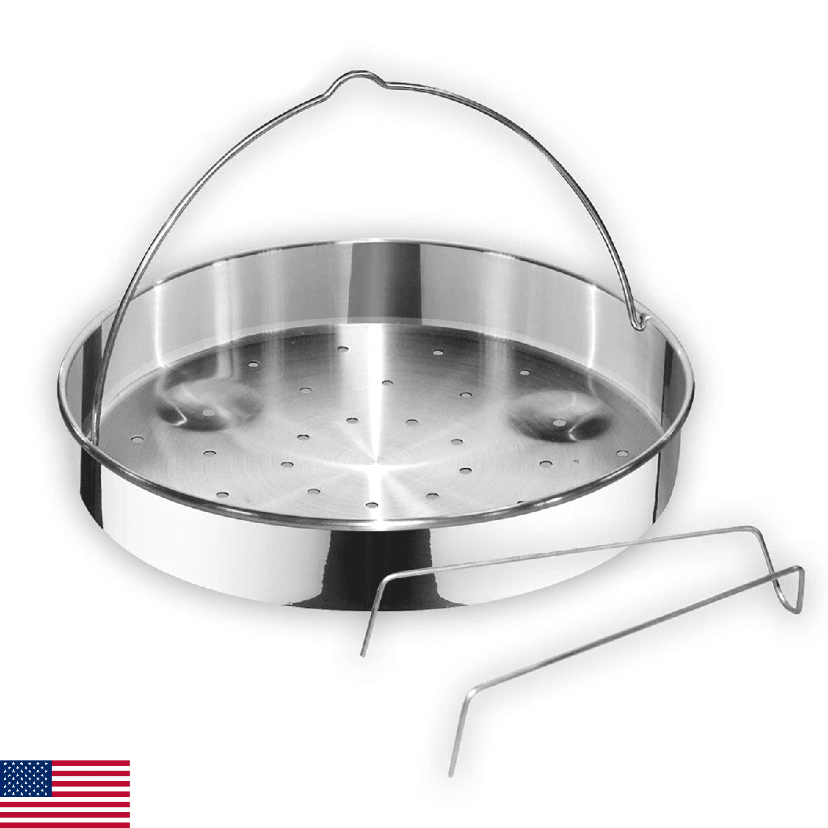 MAGEFESA Stainless Steel Universal Steamer Basket with Tripod, 8-Inch, Dishwashe - Image 1