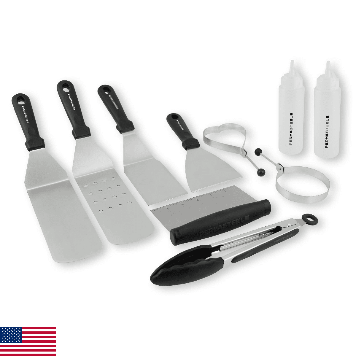 Permasteel 10-Pc Griddle Accessories Kit for Flat Top Grills, Outdoor Tool Set w - Image 1