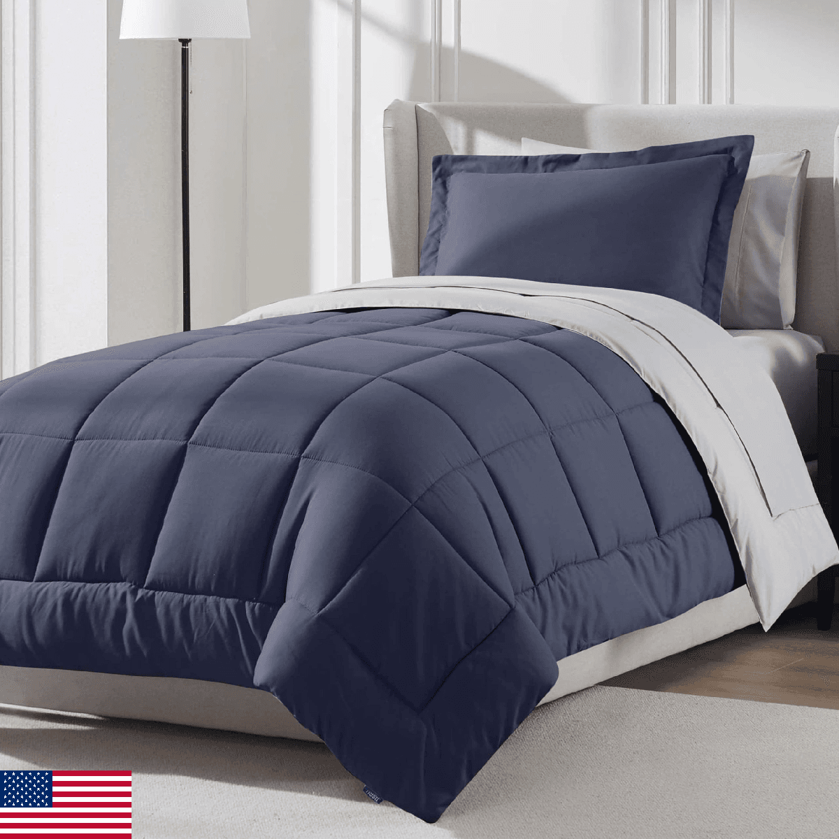Nestl 5 Piece Twin XL Comforter Set – Navy Reversible Bed in a Bag – Complete Tw - Image 1