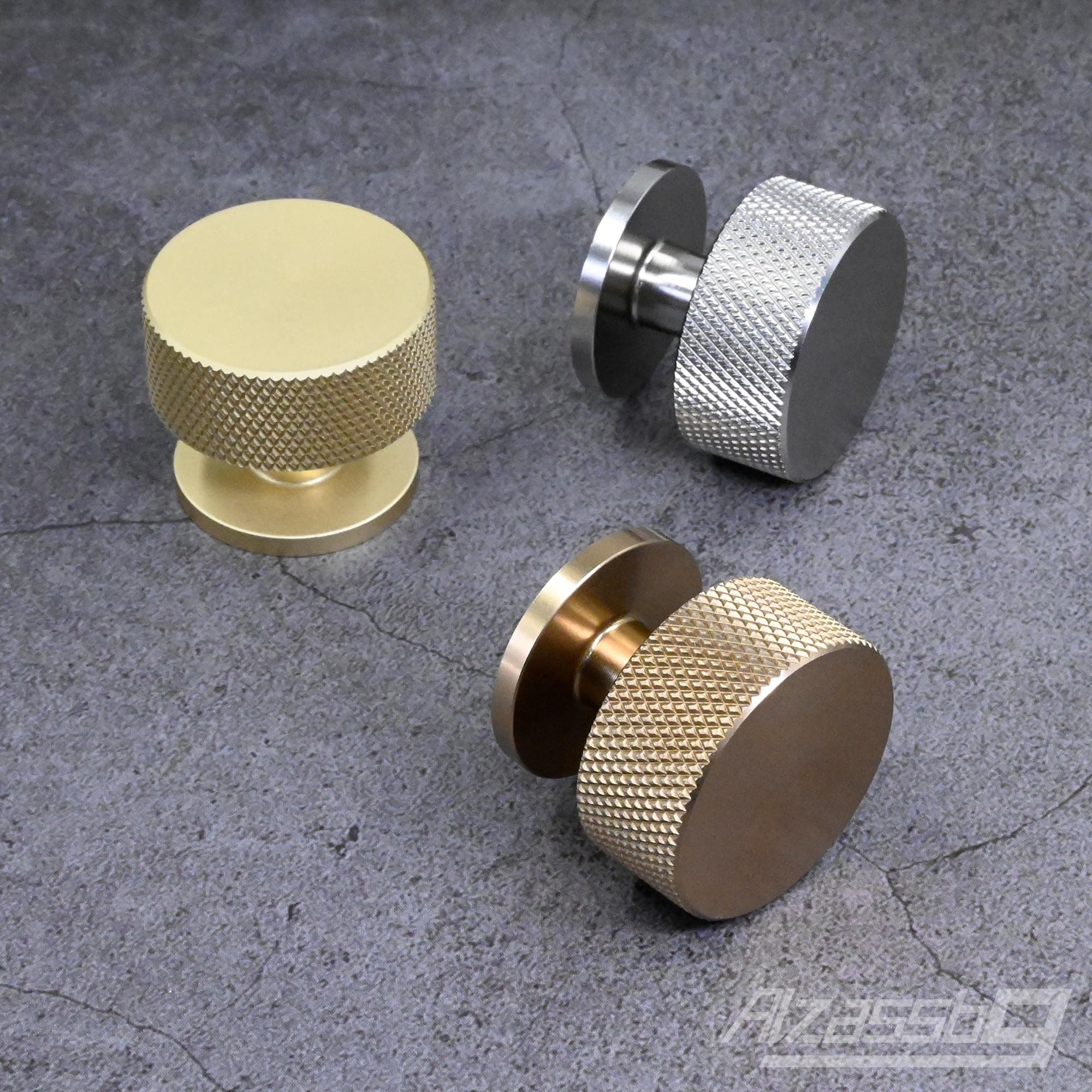 Alzassbg 10 Pack Champagne Bronze Cabinet Knobs 1.2in Knurled Round Kitchen Draw - Thumbnail 2
