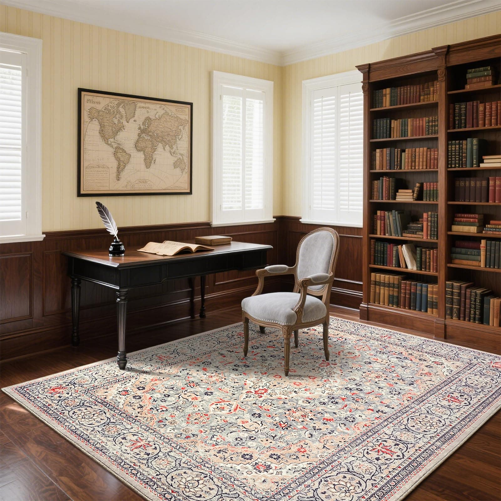 Goideal Washable Rug 3x5 Beige Non Slip Indoor Low Pile Carpet Rubber Backing - Thumbnail 4