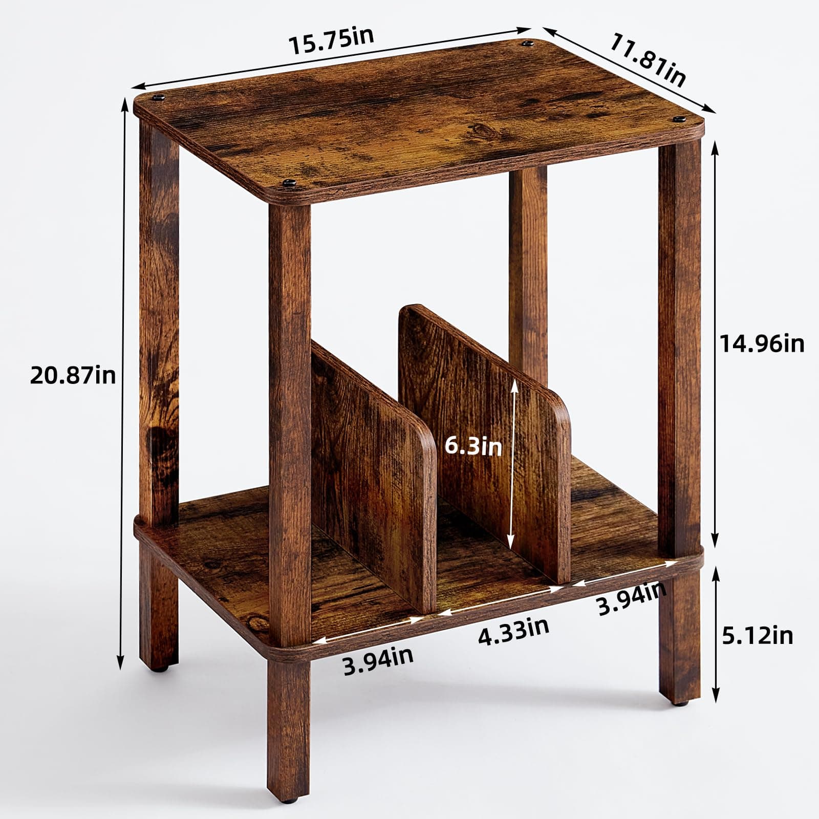 LELELINKY 2-Tier Record Player Stand with Vinyl Record Storage up to 100 Albums, - Thumbnail 3