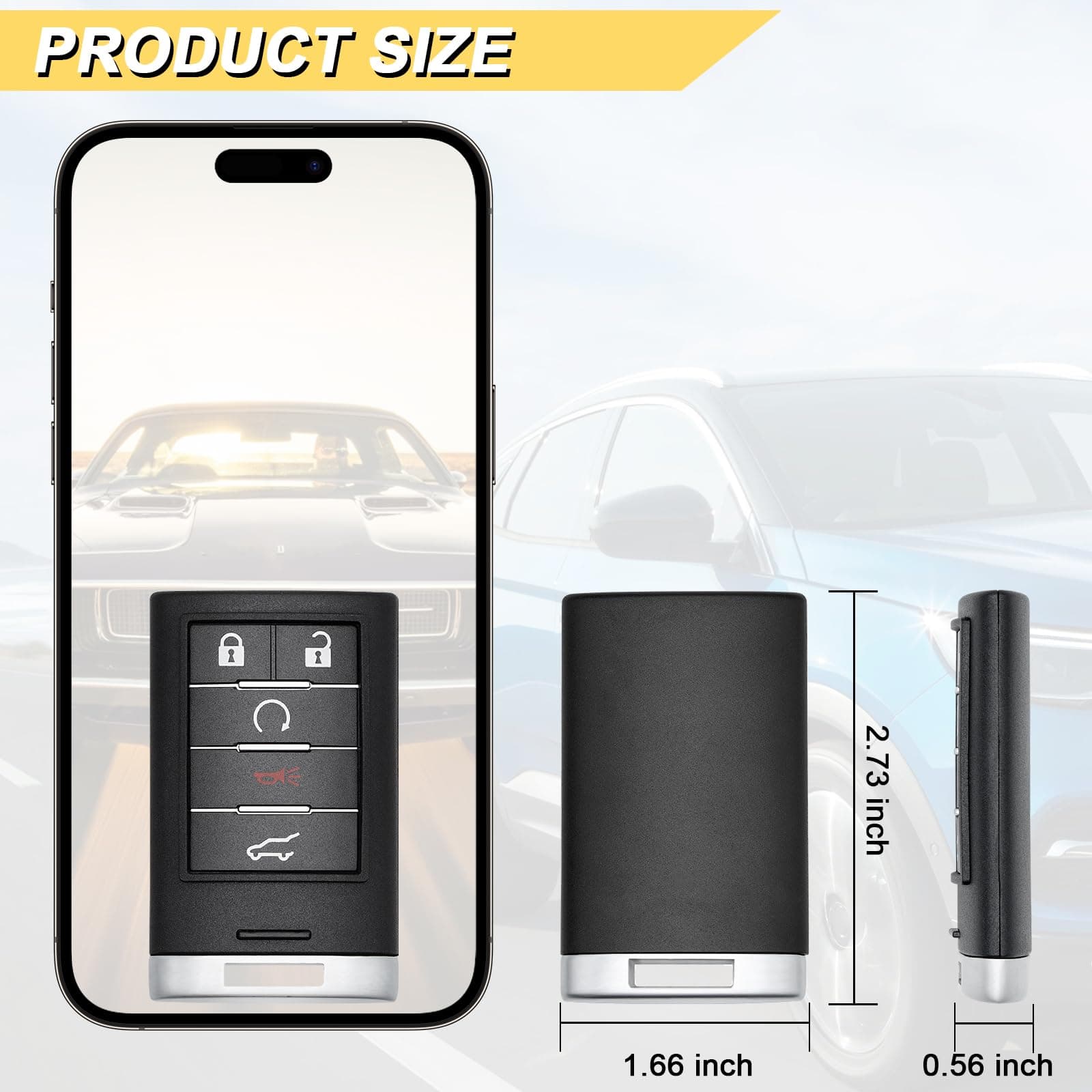 Vurkcy Key Fob Replacement for Cadillac SRX ATS XTS ELR 5-Button Keyless Remote - Thumbnail 4