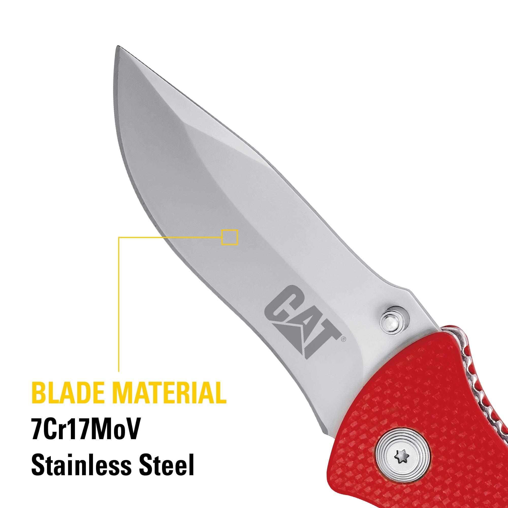 Cat 7-1/2 Inch Drop-Point Folding Knife, 3 Inch Blade, Pocket Clip, Hunting, Fis - Thumbnail 4