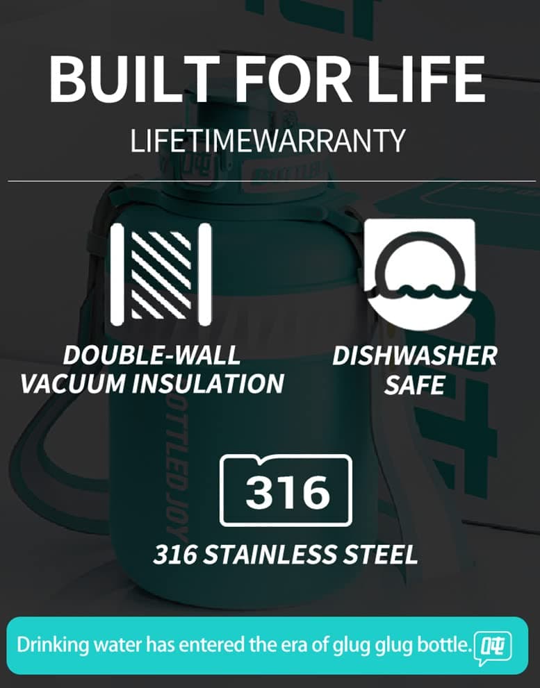 GLUG GLUG Insulated Stainless Steel Water Bottle for Sports and Travel, BPA-Free - Thumbnail 2