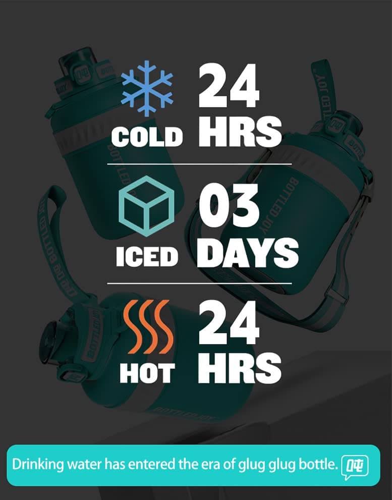 GLUG GLUG Insulated Stainless Steel Water Bottle for Sports and Travel, BPA-Free - Thumbnail 3