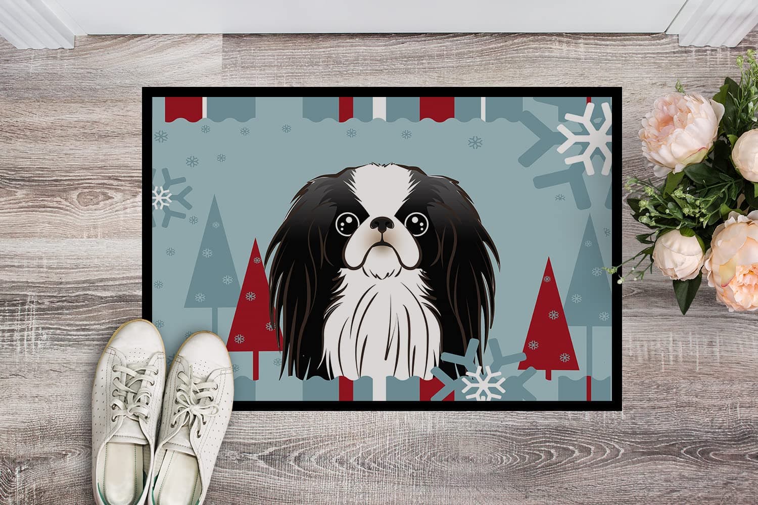 Caroline's Treasures BB1726MAT Winter Holiday Japanese Chin Doormat 18x27 Front - Thumbnail 2