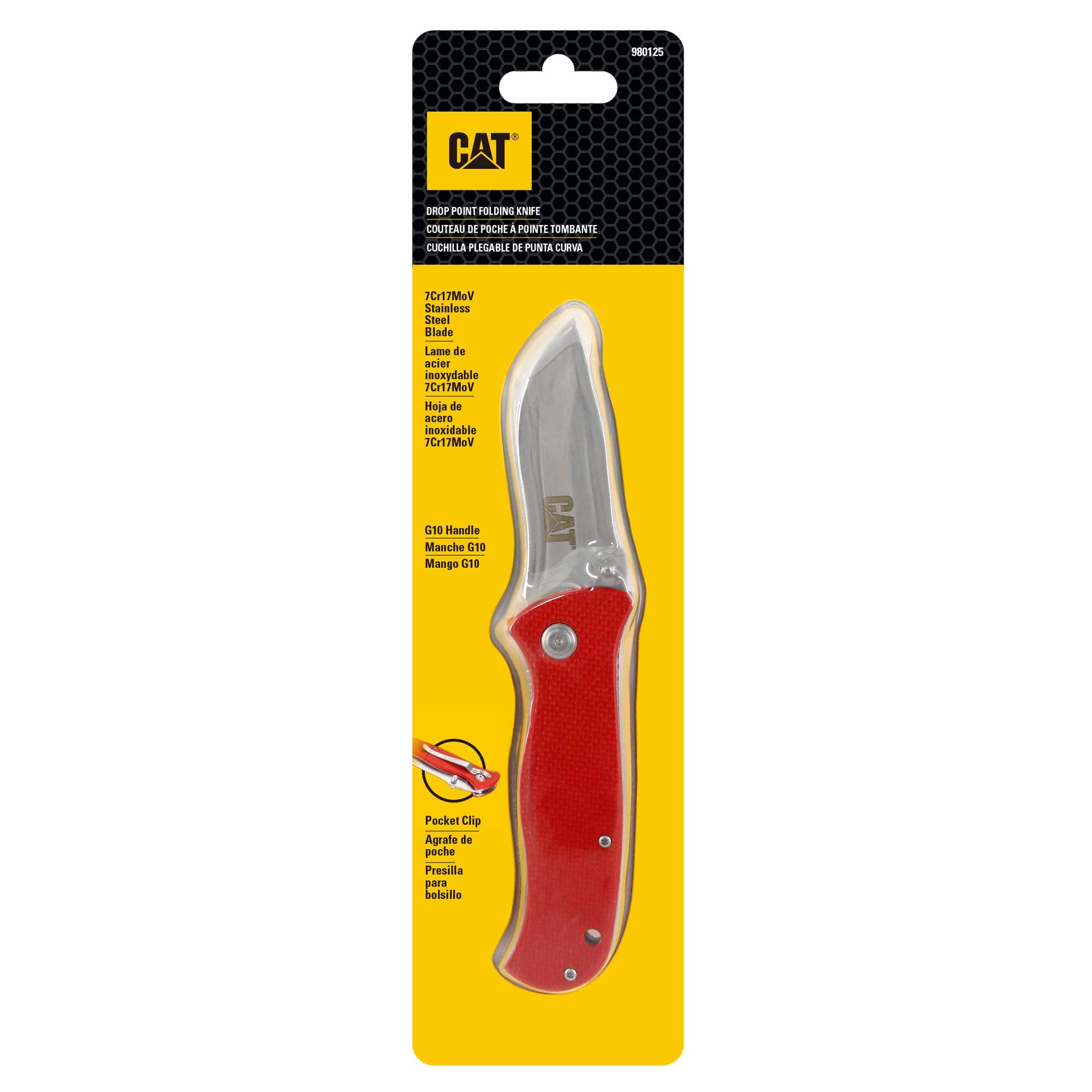 Cat 7-1/2 Inch Drop-Point Folding Knife, 3 Inch Blade, Pocket Clip, Hunting, Fis - Thumbnail 7