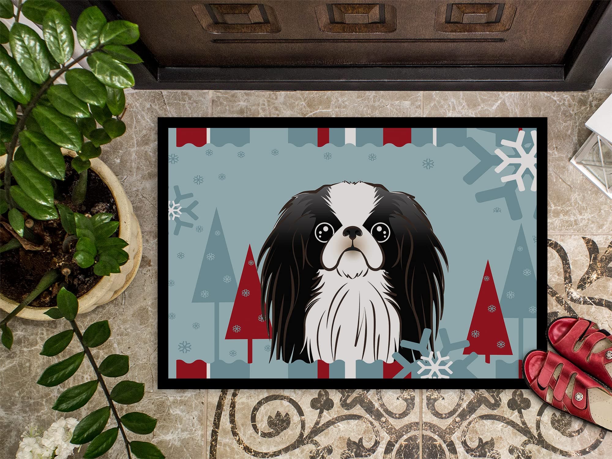 Caroline's Treasures BB1726MAT Winter Holiday Japanese Chin Doormat 18x27 Front - Thumbnail 3