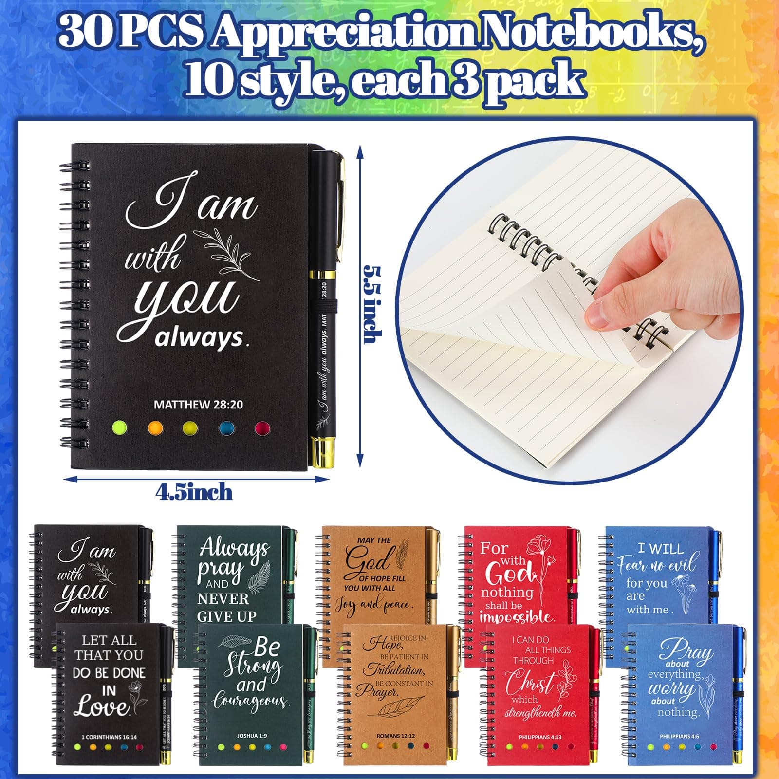 Zhanmai 30 Sets Christian Gifts Bulk Spiral Notebook Prayer Journal Religious No - Thumbnail 3