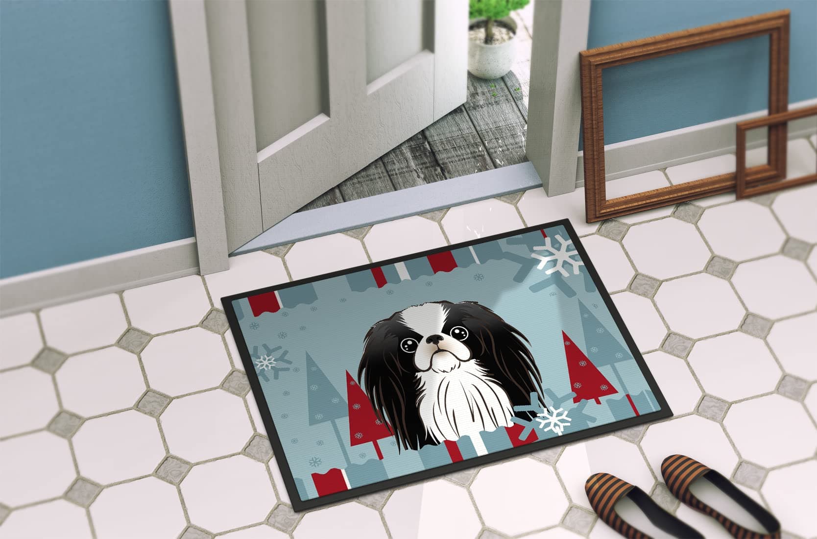 Caroline's Treasures BB1726MAT Winter Holiday Japanese Chin Doormat 18x27 Front - Thumbnail 4