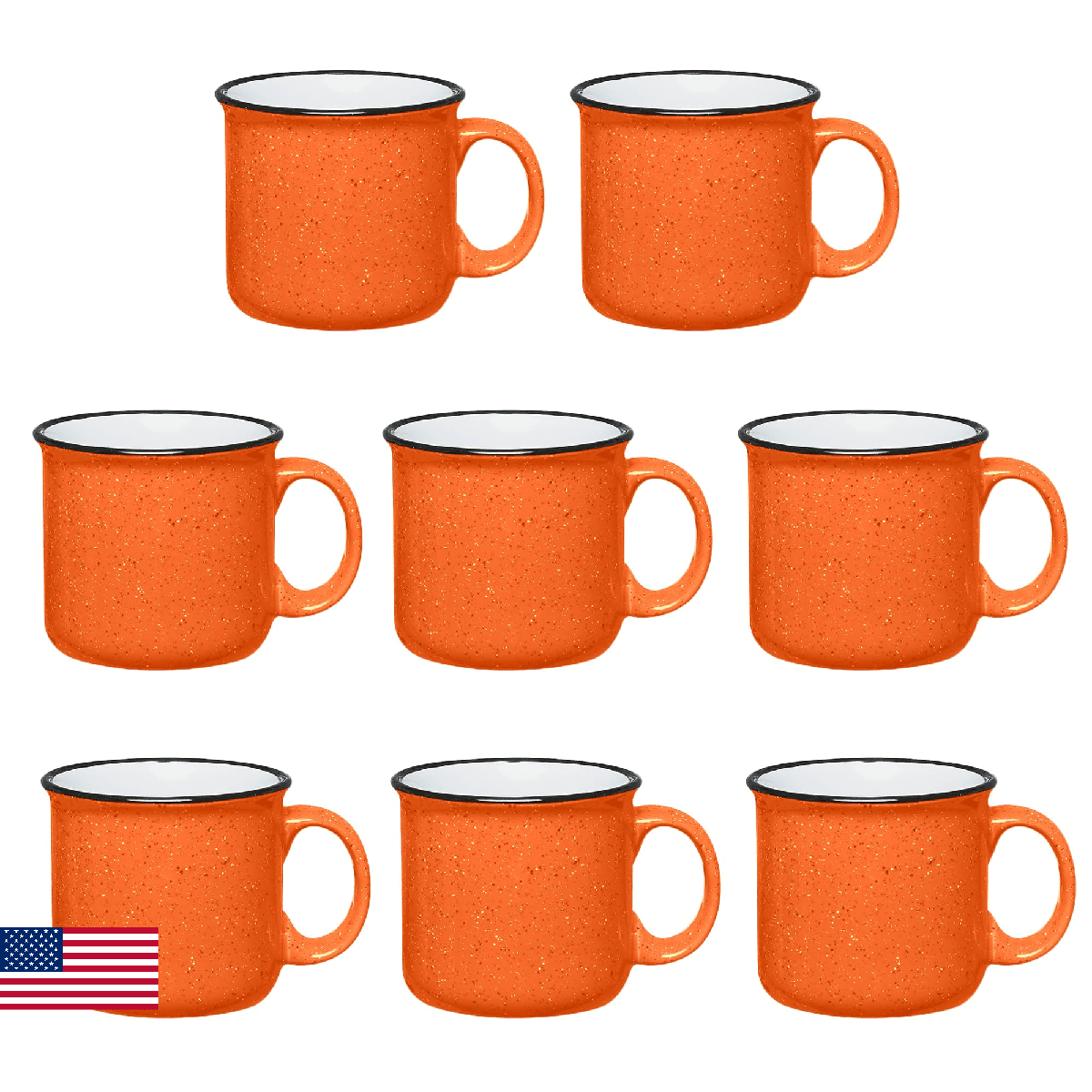 Gifts by Design Set of 8 Ceramic Campfire Mugs – 15 Oz, Orange – Coffee & Tea Cu - Image 1