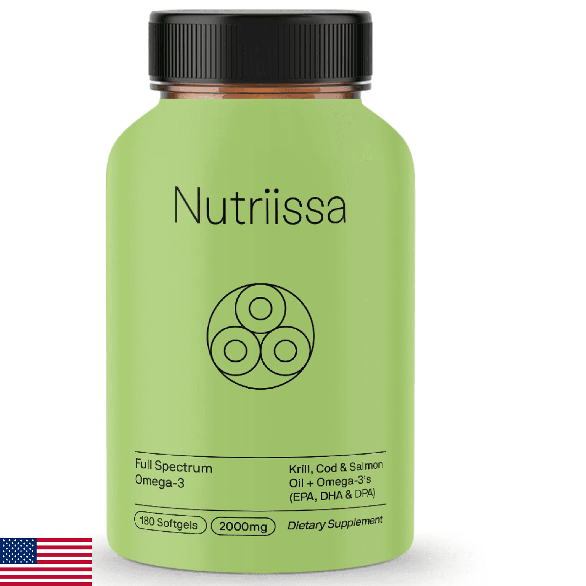 Nutriissa Full Spectrum Omega-3 – 2000 mg Oil Blend (Krill, Cod & Salmon Oil) – - Image 1