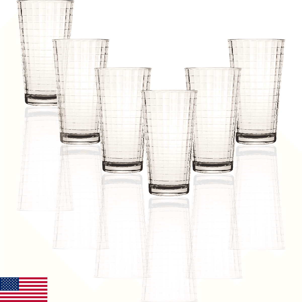 Circleware Pulse Heavy Base Highball Drinking Glasses Tumblers Ice Tea Beverage - Image 1