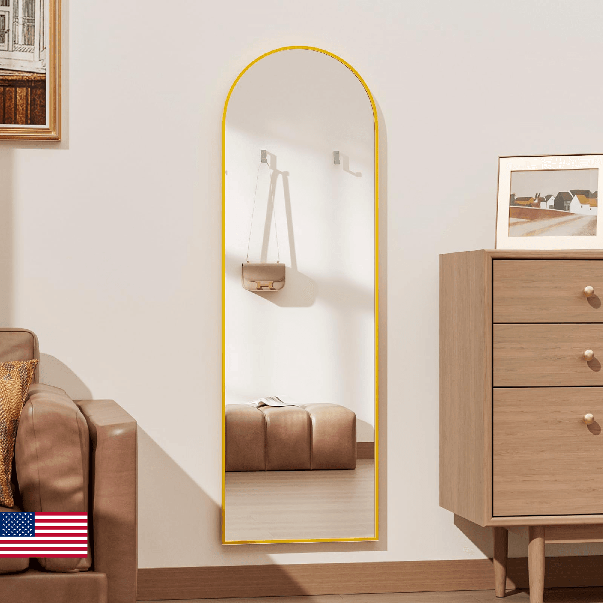 Rowjut Full Length Door Mirror, Wall Mounted Wall & 48"X18"Arched Behind Door Mi - Image 1