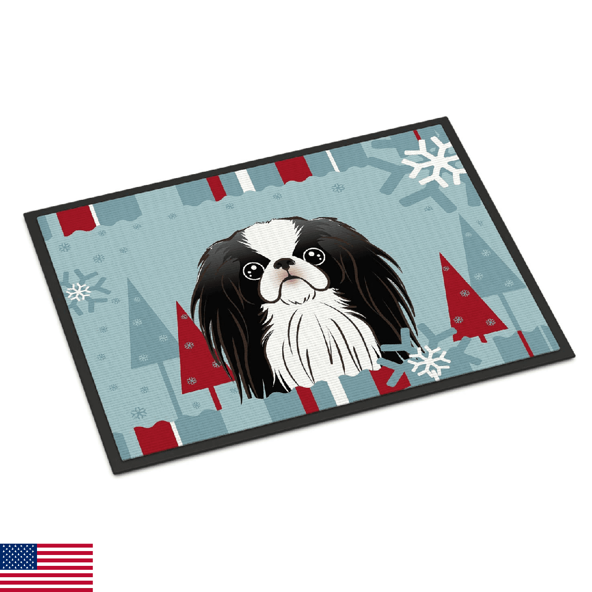 Caroline's Treasures BB1726MAT Winter Holiday Japanese Chin Doormat 18x27 Front - Image 1