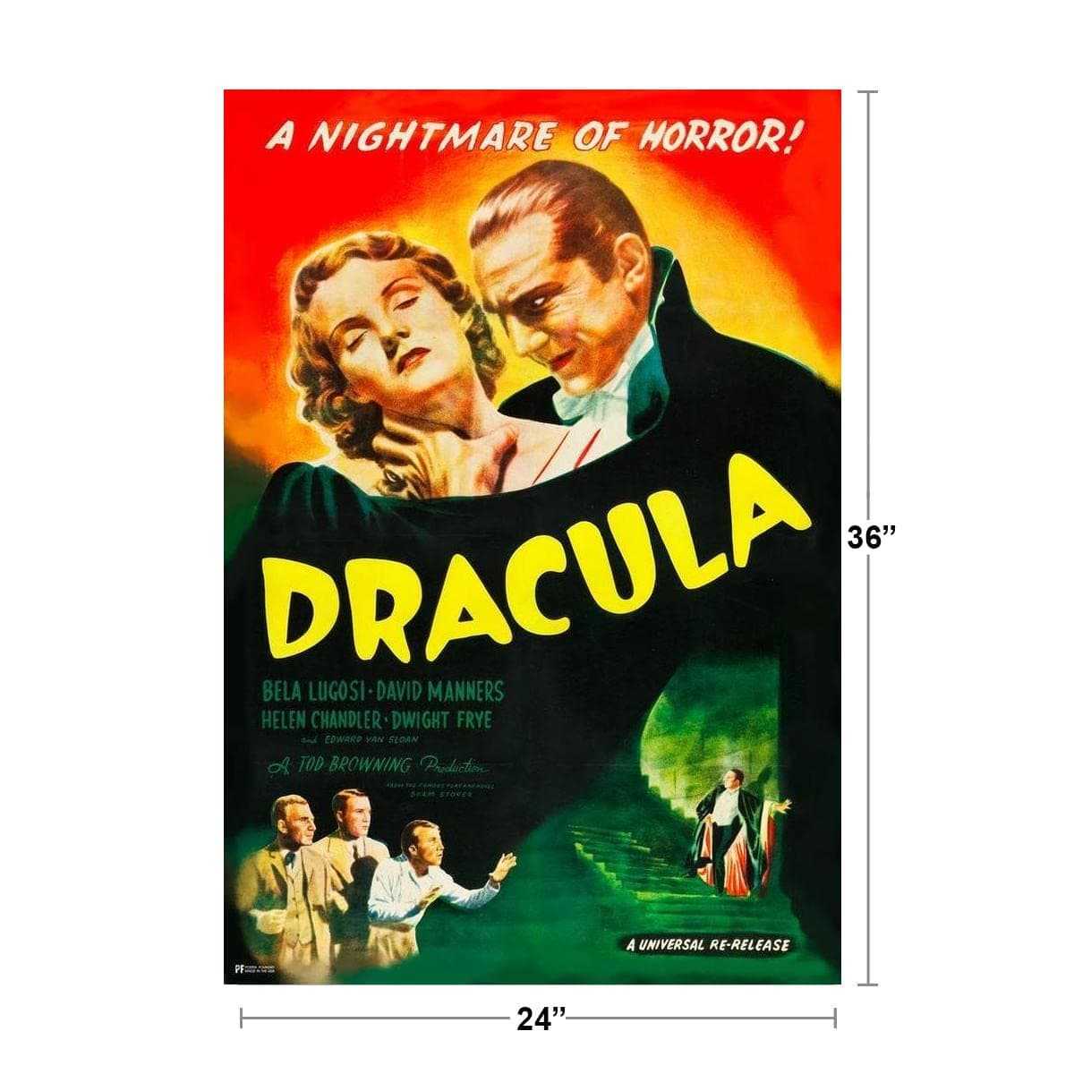 Dracula 1931 Bela Lugosi Nightmare Of Horror Retro Vintage Horror Movie Poster H - Thumbnail 4