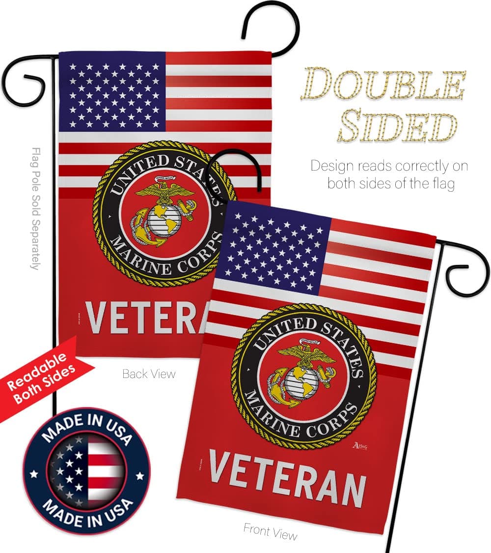 US Marine Corps Veteran Garden Flag - Set with Stand Armed Forces USMC Semper Fi - Thumbnail 3