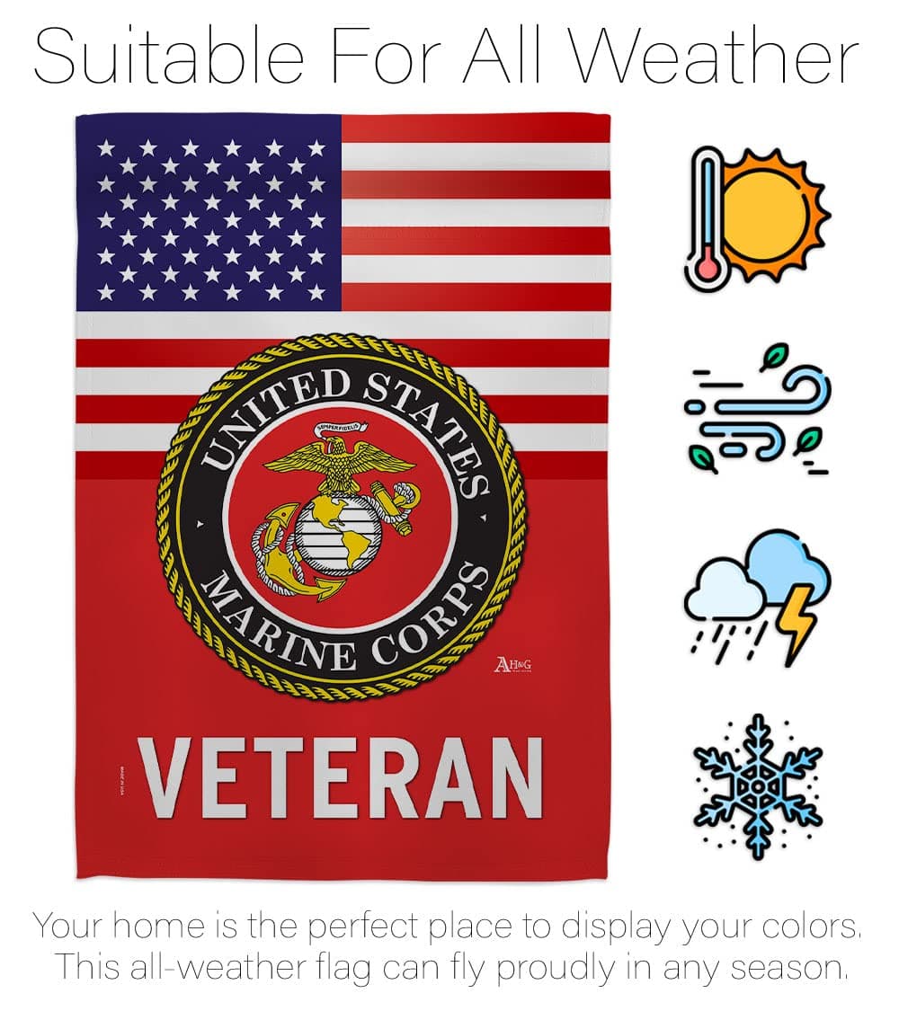 US Marine Corps Veteran Garden Flag - Set with Stand Armed Forces USMC Semper Fi - Thumbnail 6