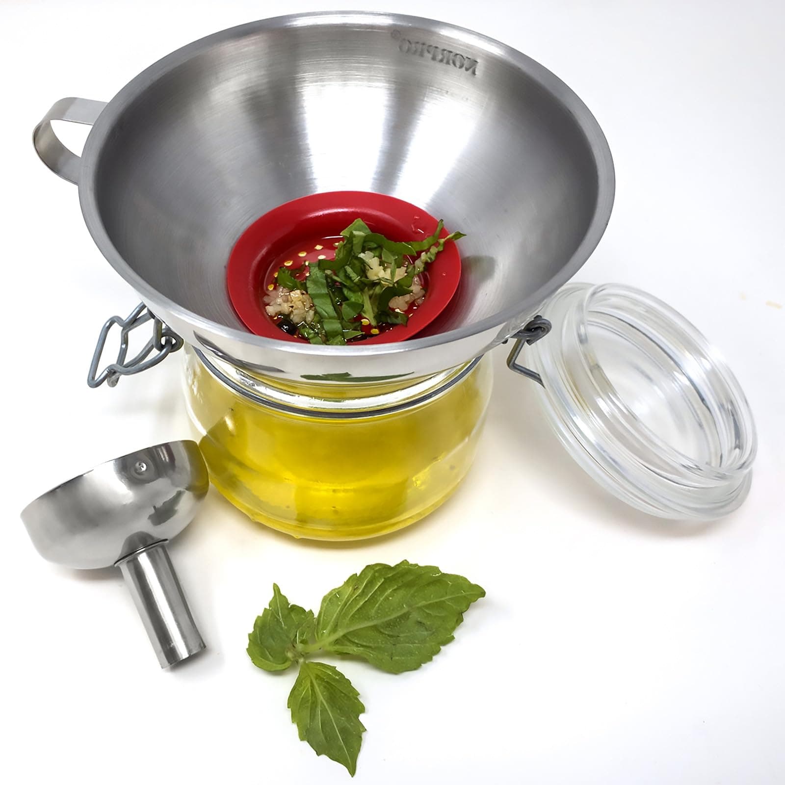 Norpro Stainless Steel Funnel with Removable Spout,Silver,5 inch - Thumbnail 5