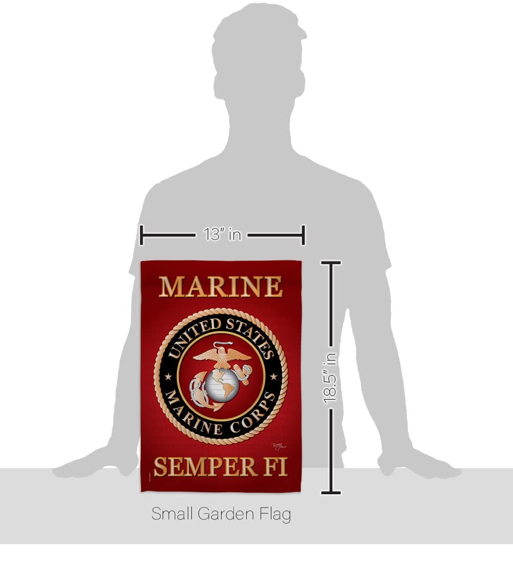 Marine Corps Garden Flag Set with Stand USMC Semper Fi Military Veteran Official - Thumbnail 2
