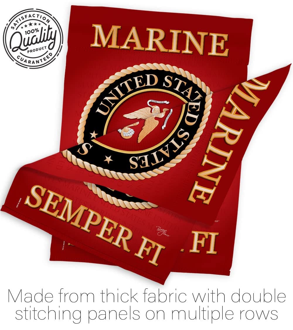 Marine Corps Garden Flag Set with Stand USMC Semper Fi Military Veteran Official - Thumbnail 7