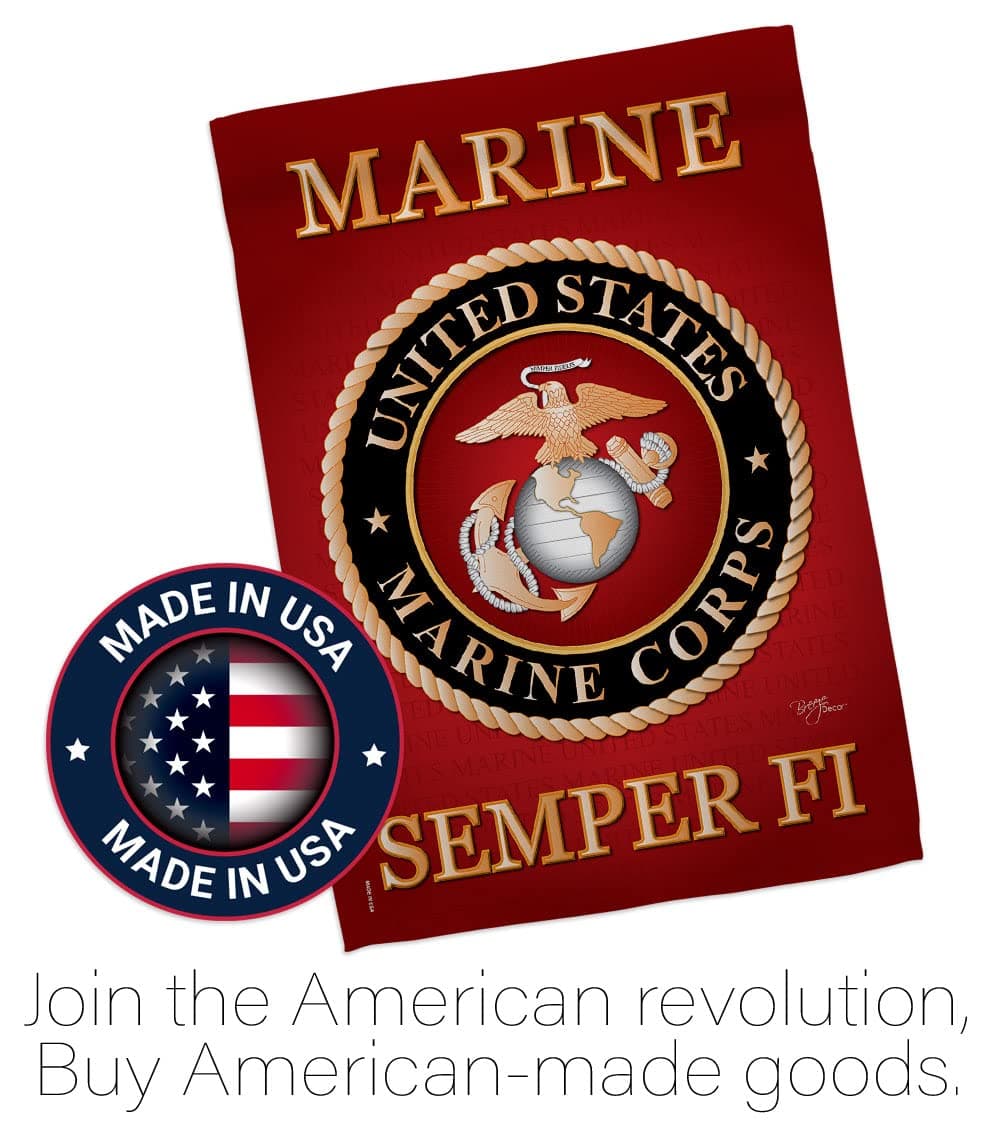 Marine Corps Garden Flag Set with Stand USMC Semper Fi Military Veteran Official - Thumbnail 5