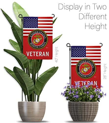 US Marine Corps Veteran Garden Flag - Set with Stand Armed Forces USMC Semper Fi - Thumbnail 11