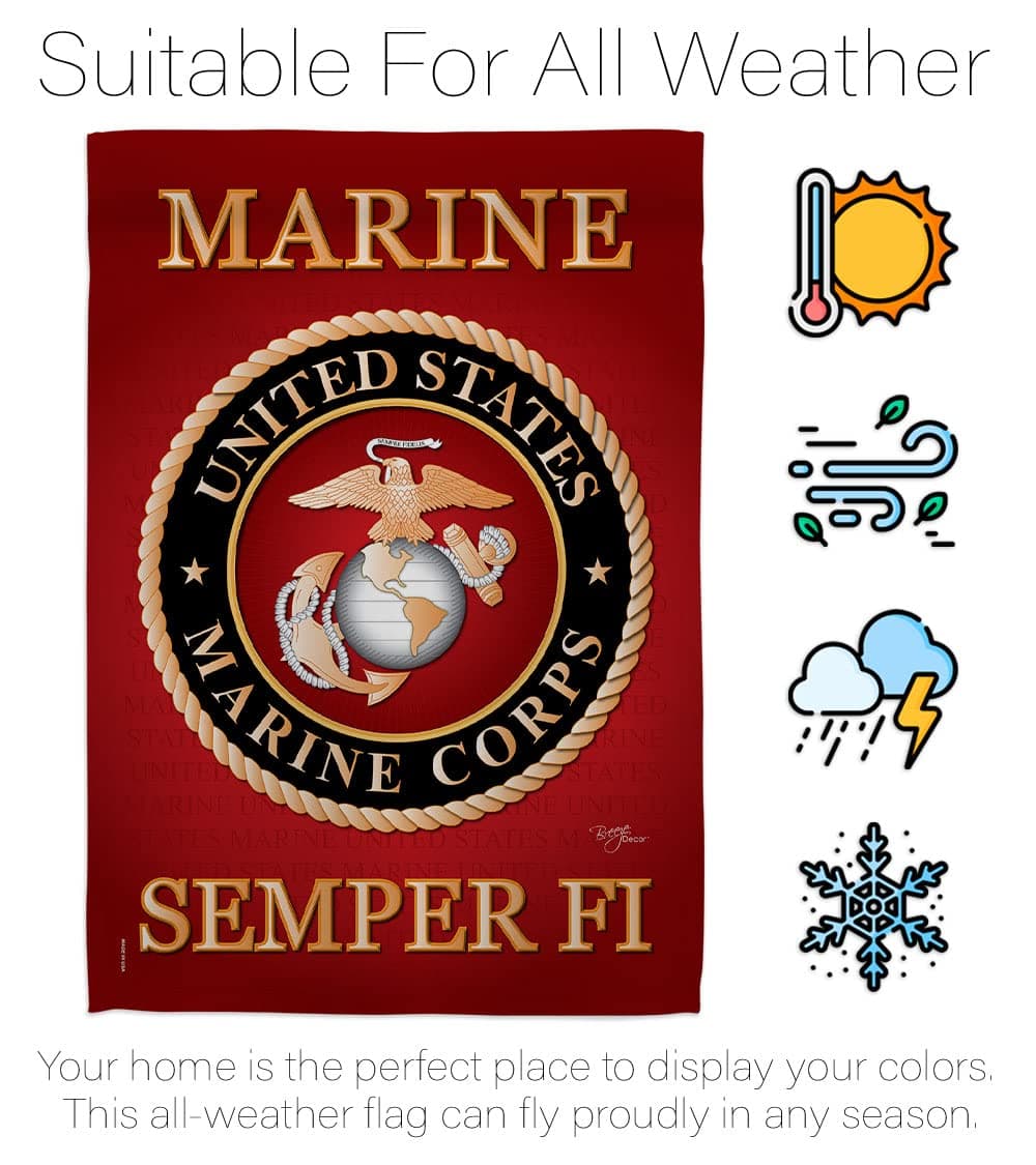 Marine Corps Garden Flag Set with Stand USMC Semper Fi Military Veteran Official - Thumbnail 6