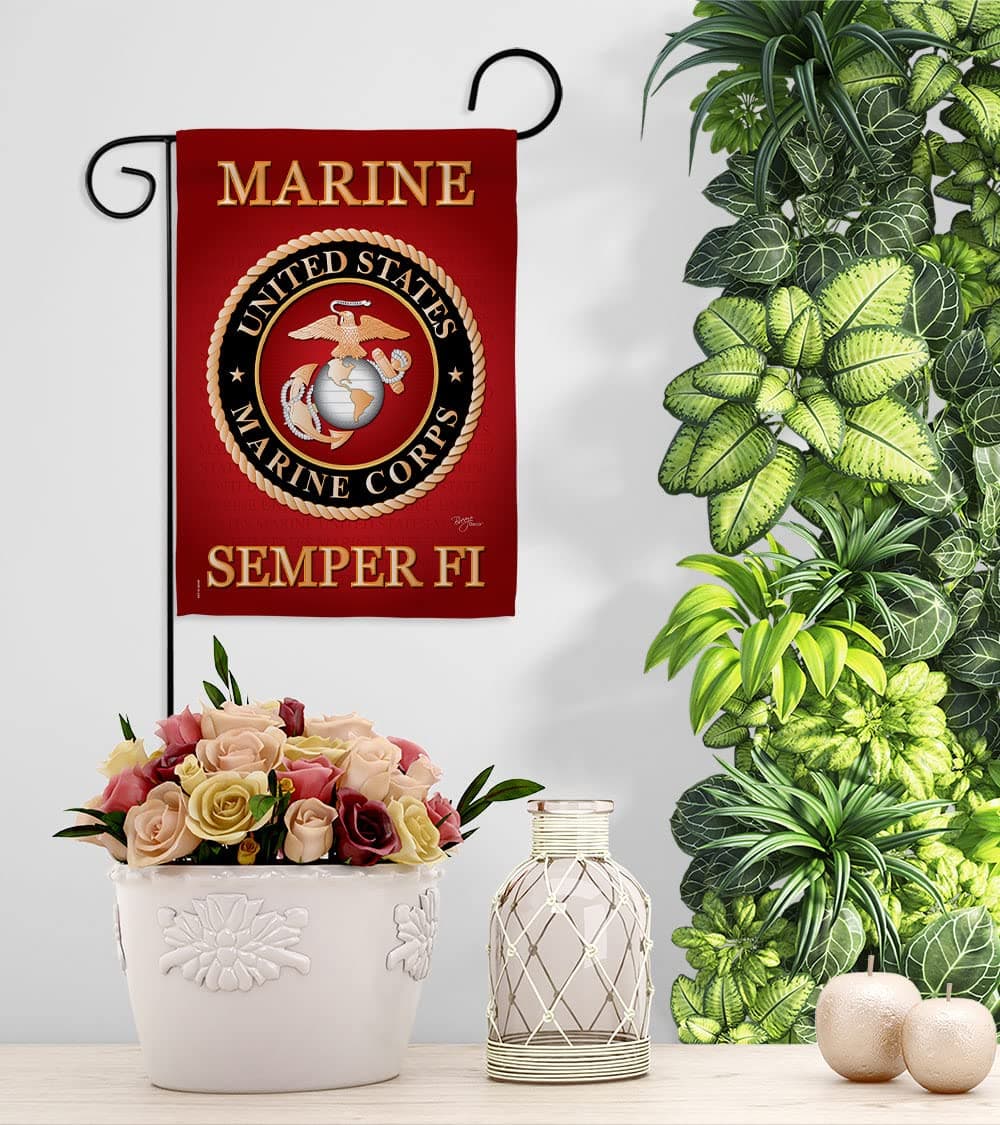 Marine Corps Garden Flag Set with Stand USMC Semper Fi Military Veteran Official - Thumbnail 9