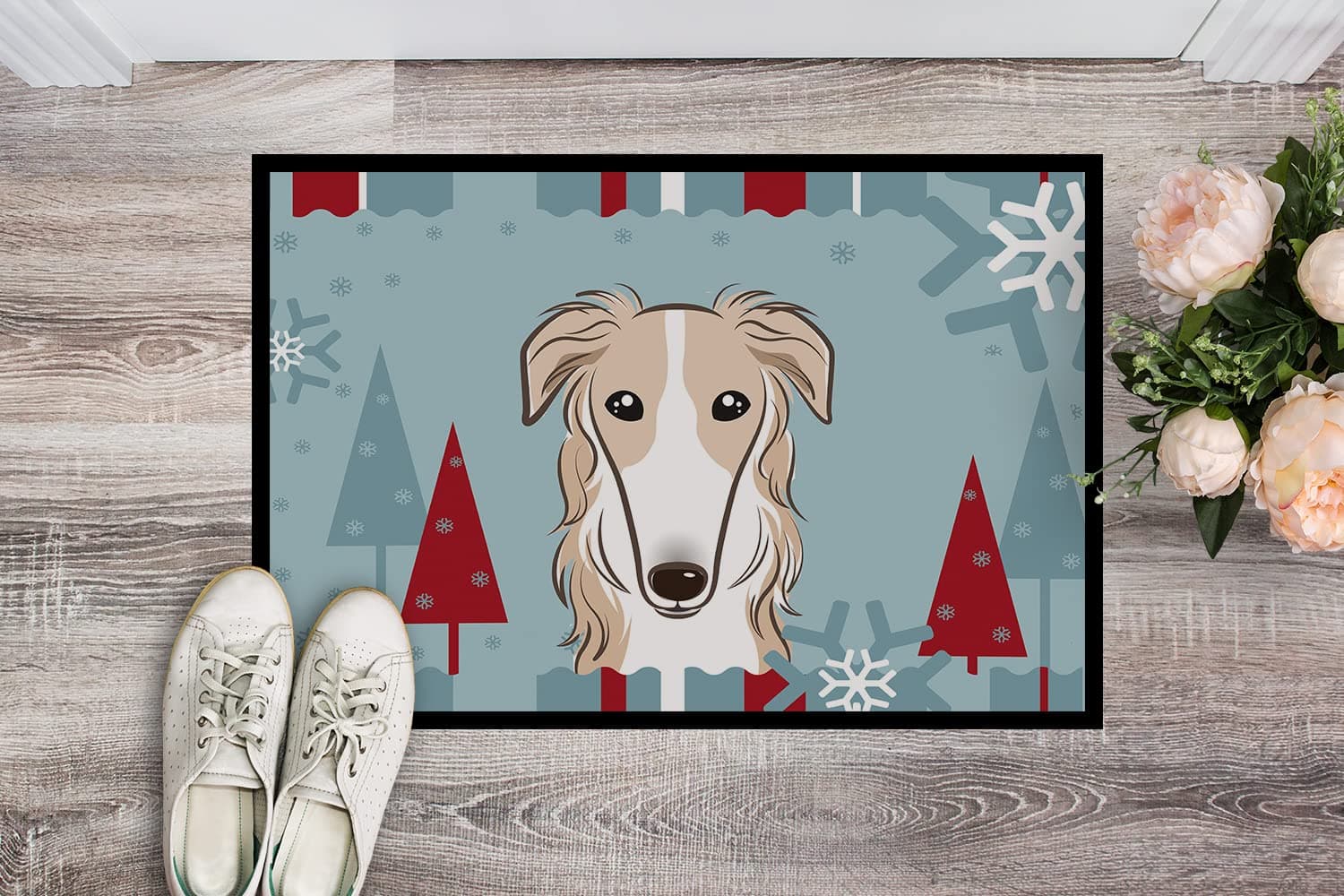 Caroline's Treasures BB1724MAT Winter Holiday Borzoi Doormat 18x27 Front Door Ma - Thumbnail 2