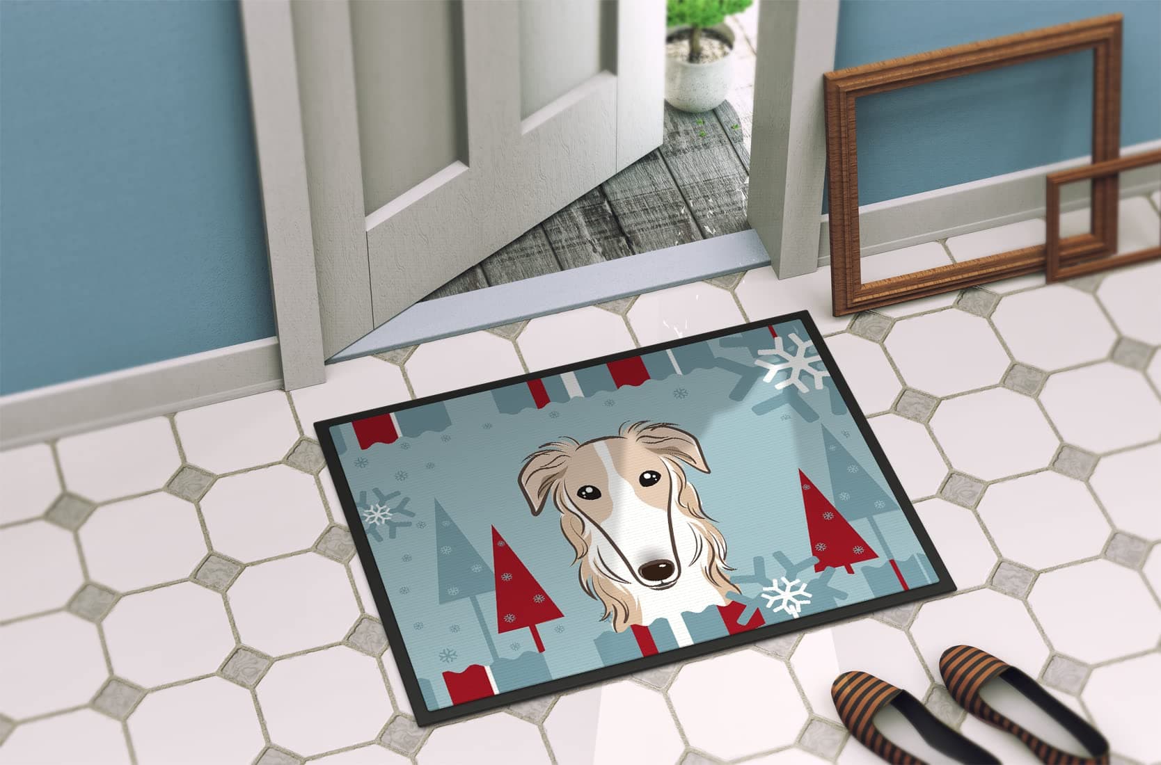 Caroline's Treasures BB1724MAT Winter Holiday Borzoi Doormat 18x27 Front Door Ma - Thumbnail 4