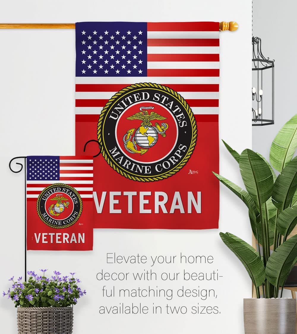 US Marine Corps Veteran Garden Flag - Set with Stand Armed Forces USMC Semper Fi - Thumbnail 8