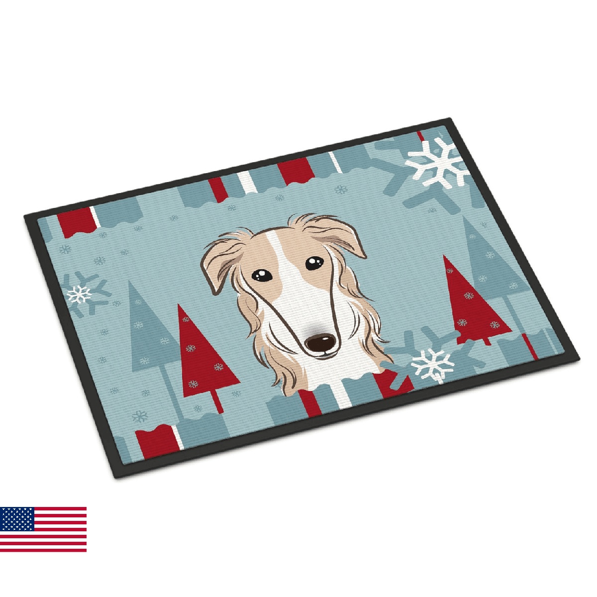 Caroline's Treasures BB1724MAT Winter Holiday Borzoi Doormat 18x27 Front Door Ma - Image 1