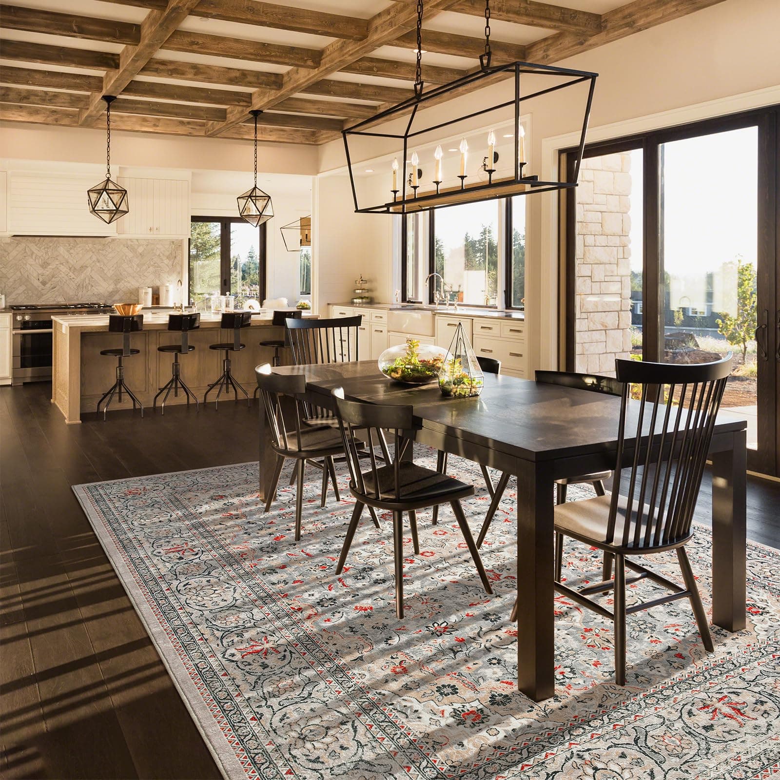 Goideal Washable Rug 5x7 Beige Area Rugs Non Slip Indoor Low Pile Carpet Rubber - Thumbnail 3